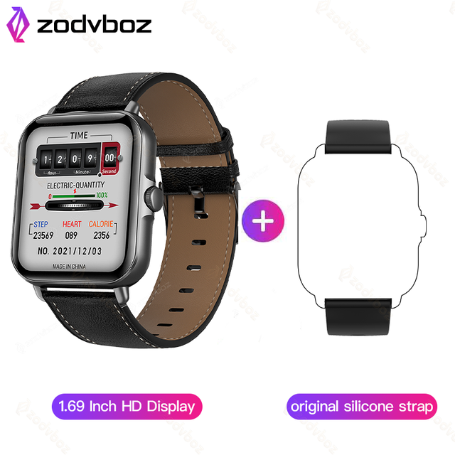 New Smart Watch Men 1.69 Inch Sreen Real-time Heart Rate Monitoring Bluetooth Call Waterproof Smartwatch For Android IOS