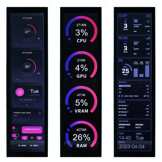 8.8 inch IPS TYPEC Secondary Screen Case CPU GPU RAM Computer Monitoring USB Display Chassis Turing Smart AIDA Free 5