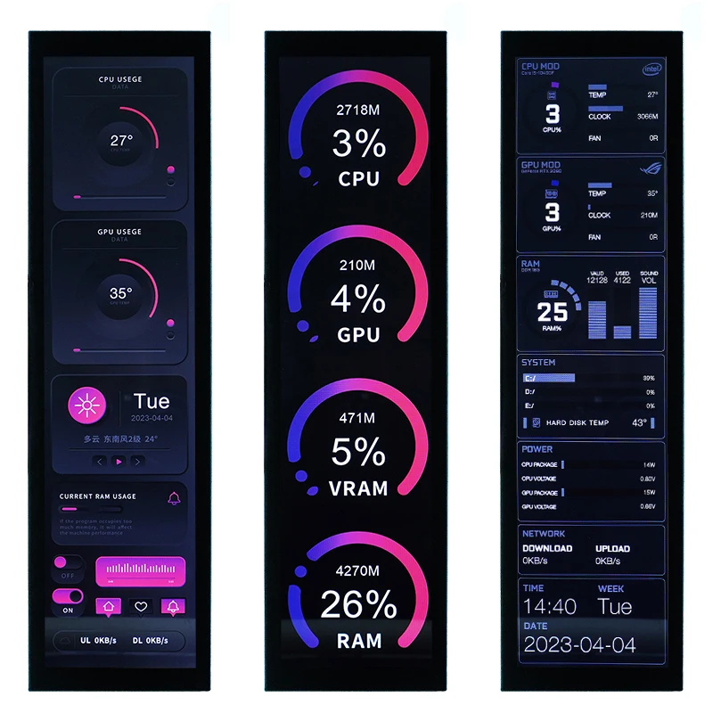 Polegadas Ips Tipoc Secundária Screen Case Cpu Gpu Ram Computer Monitoring Usb Display Chassis Turing Smart Aida Livre 8.8 - Imagem 5