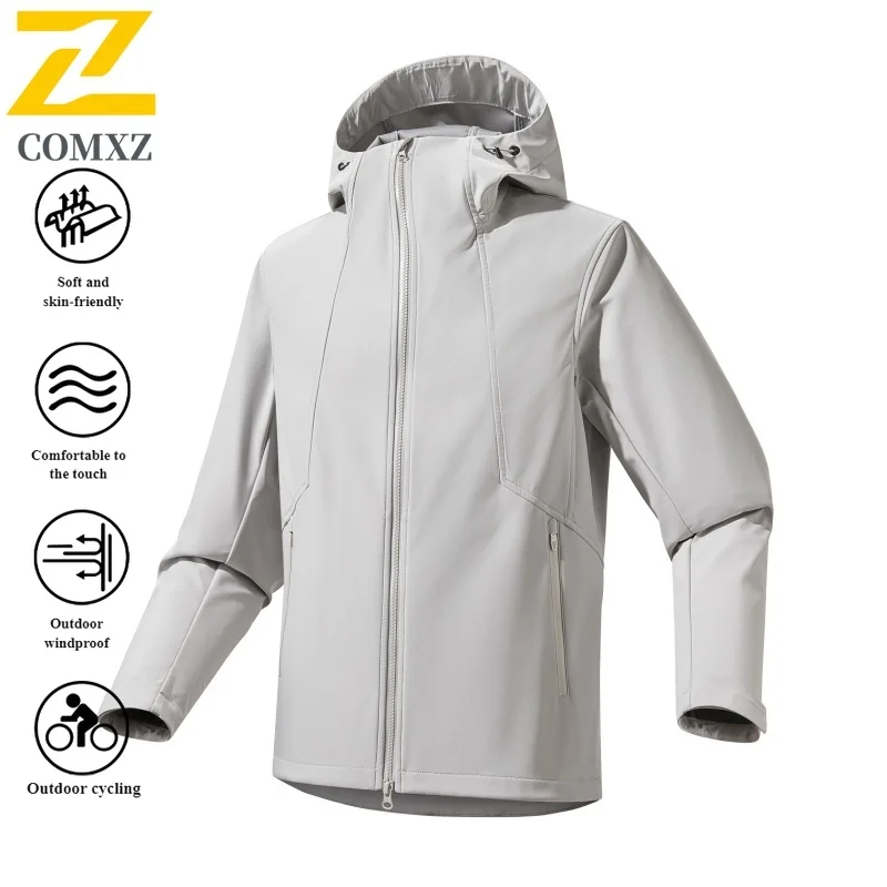 EiAO Jacket Badass Couple's Workwear Softshell Windproof Waterproof Loose Fit Outdoor Coat for Hiking Fishing Camping Streetwear
