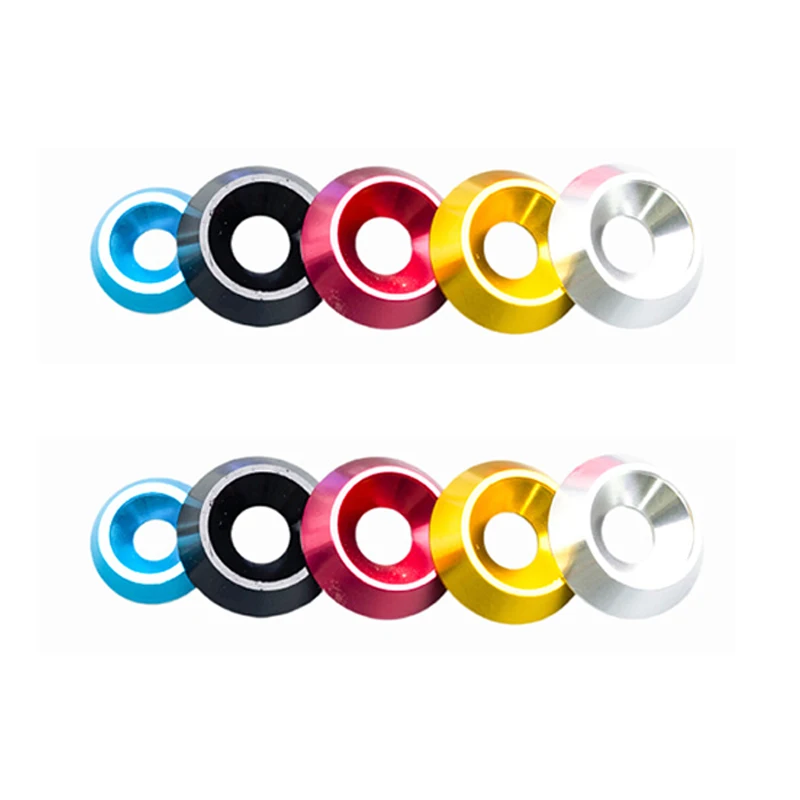Tapered Aluminium Alloy Gasket 5/8pcs M6 M8 Countersunk Screws Cup Head Screws Gasket Sealing Ring Colorful Aluminium