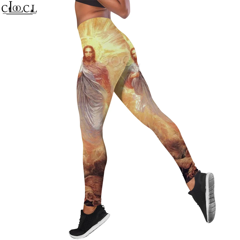 CLOOCL Sport Leggings Women Yoga Christian Jesus 3D Graphics Female Legging for Push Up Fitness Gym Outdoor Jogging Pants