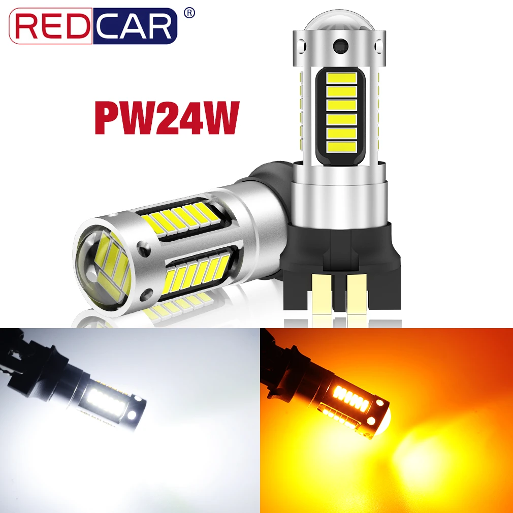 2 sztuk Canbus PW24W PWY24W LED żarówki 3014 LED 30SMD DRL światła przeciwmgielne dla Audi BMW Volkswagen włączony kierunkowskaz światła do jazdy dziennej