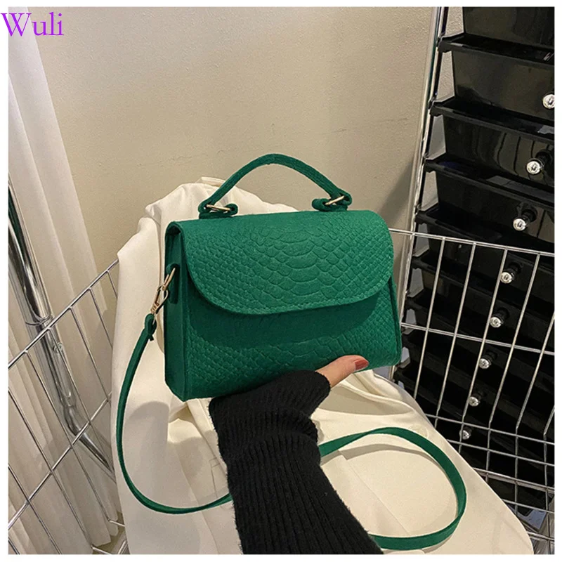 

Женская фетровая сумка через плечо, дизайнерская Новая модная квадратная сумка-мессенджер через плечо с крокодиловым узором, 2023