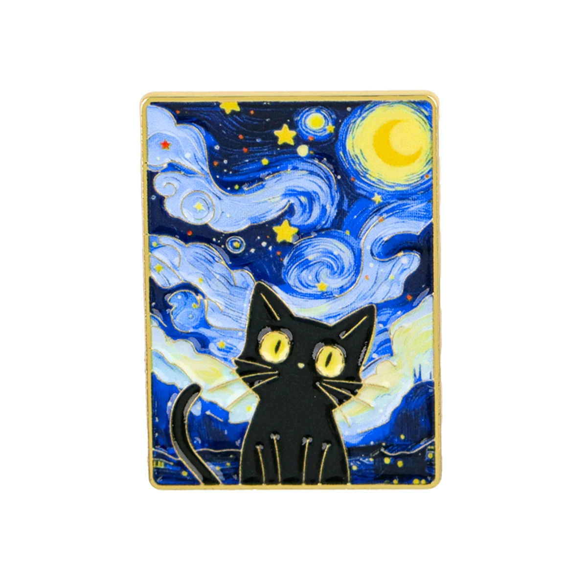 Starry Night Cat Enamel Pin - Cute Animal Brooch for Clothing Accessories & Fashion Jewelry Gifts