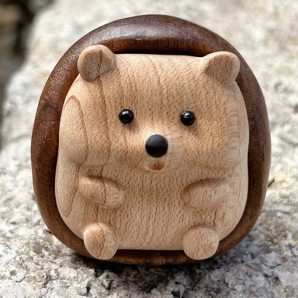 Crafts Hedgehog Statue Creative Wooden Animal Sculpture Decorative Interior Decoration Figurine Cabinet Decoration Crafts 1