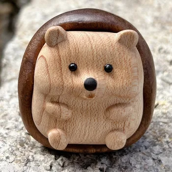 Crafts Hedgehog Statue Creative Wooden Animal Sculpture Decorative Interior Decoration Figurine Cabinet Decoration Crafts 1