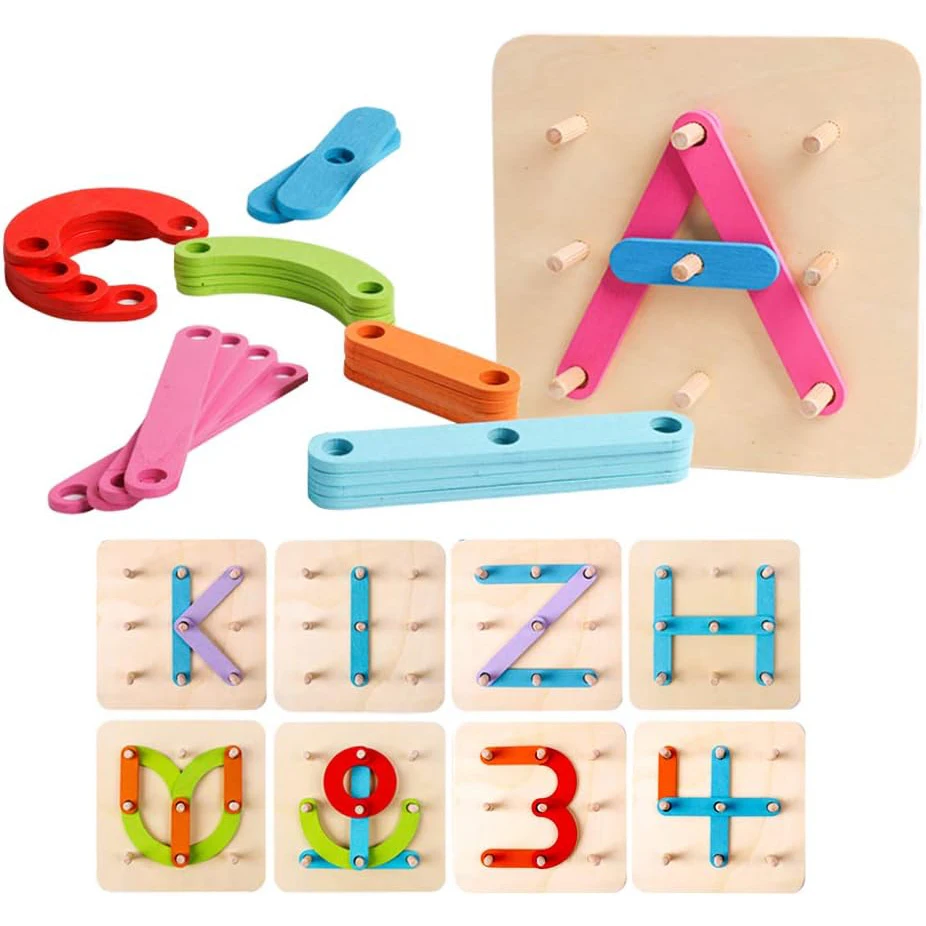 Children's Wooden Montessori Variable Shape Matching Column Creative Building Blocks Early Education Toy Baby Puzzle Blocks 6