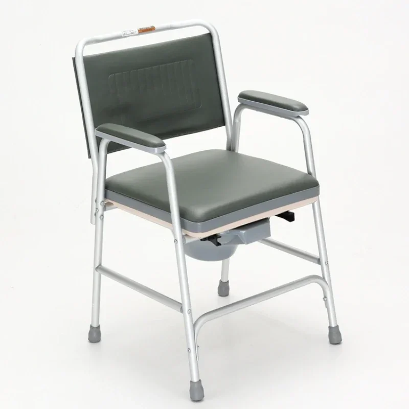 Aluminum Alloy Frame Elderly Toilet Chair, Dual-Purpose Commode and Bath Chair, Non-Slip Rubber Foot Mat, Portable Seat 5