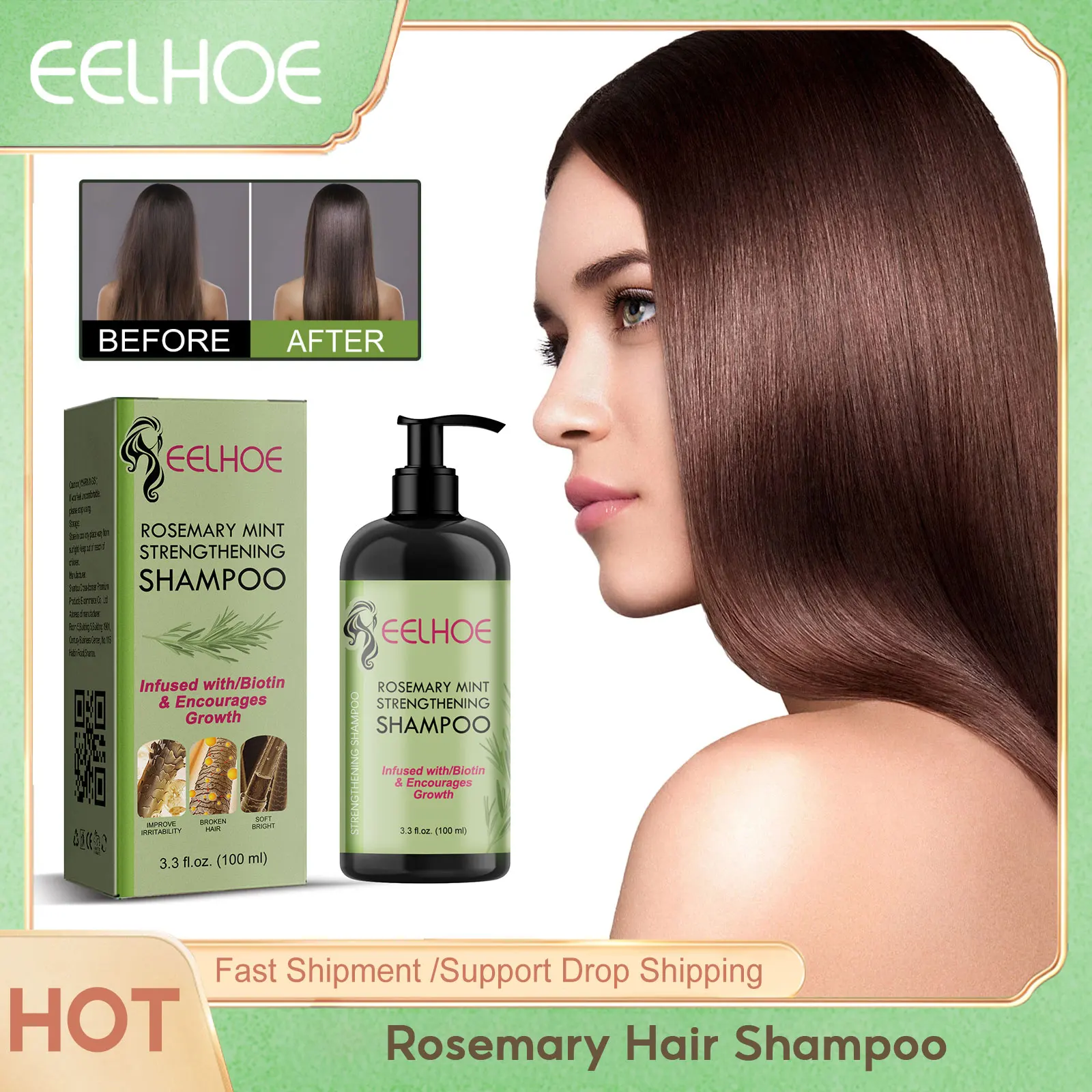 Straighten Hair Shampoo Repair Frizz Anti Dandruff Roots Strengthening Smoothing Treatment Cleanse Scalp Rosemary Itching Relief