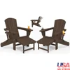 Folding Adjustable Adirondack Chair Set with Ottoman and Cup Holder Outdoor Relaxation Oversized Reclining Lounger 2 Pcs 1