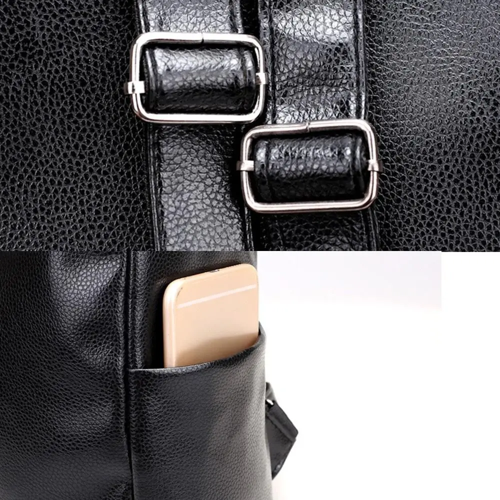 Women Soft School Leather Black Casual Multifunctional College Bag Large Capacity Shoulder Bags Travel Tote Backpack_voghion.com