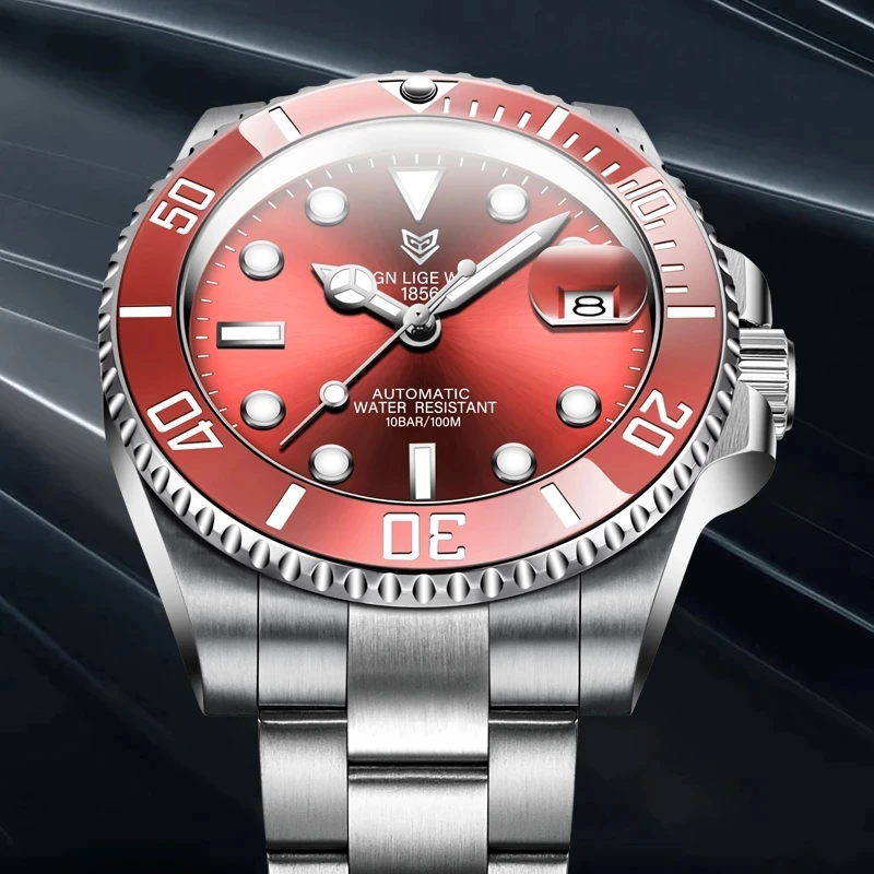 LIGE Fashion Mens Watches Business Luxury Automatic Mechanical Watch Sports Waterproof Date Clock Stainless Steel Man Wristwatch