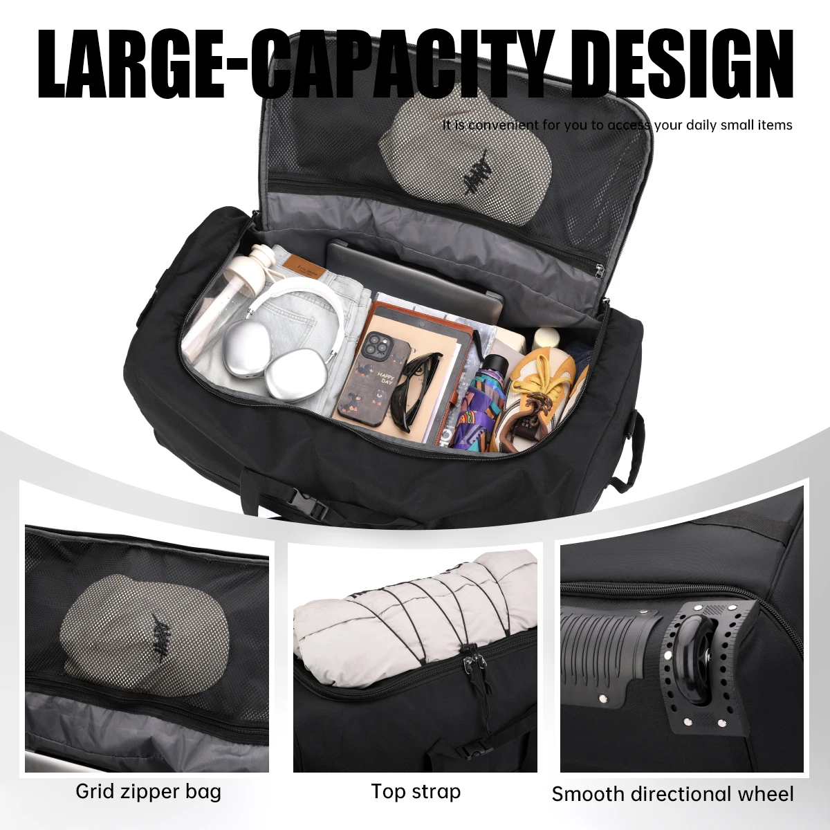 Multifunctional Trolley Travel Bag for Men, Suitable for Business Trips, Travel, and Boarding, Can Be Carried as a Backpack or as a Trolley Bag for International Travel