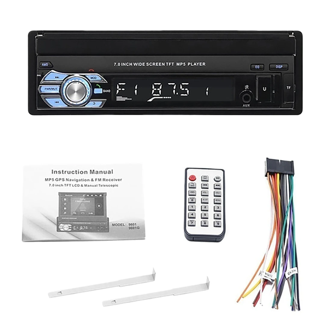7 Pollici 1 Din Autoradio Schermo Retrattile Hd Car Mp5 Player Car Stereo Radio Support Bluetooth/Usb/Aux/Fm/Am