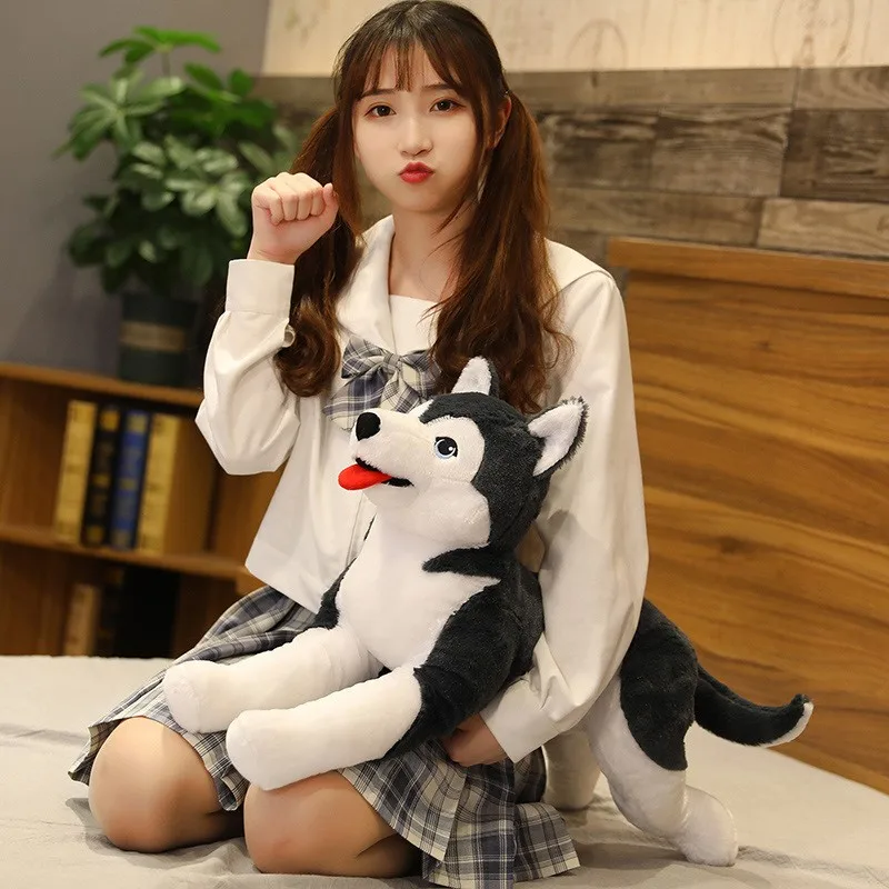 1pc 65cm Kawaii Husky Soft Plush Dog Dolls Stuffed Animal Kids Toys Simulation Husky Christmas Gifts Birthday Brinquedos