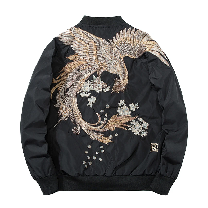 Sukajan Phoenix Embroidery Bomber Jacket Men Women Coat Hip Hop Japan Embroidered Baseball Coat Streetwear 2026 Spring Z1