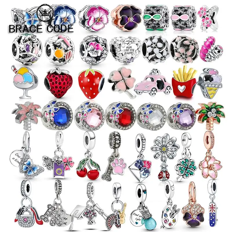 

2Pcs/Lot Flowers Charm Boy Girl Silver plating Bead Suitable For Original Brand Bracelet DIY Women Jewelry Support Wholesale