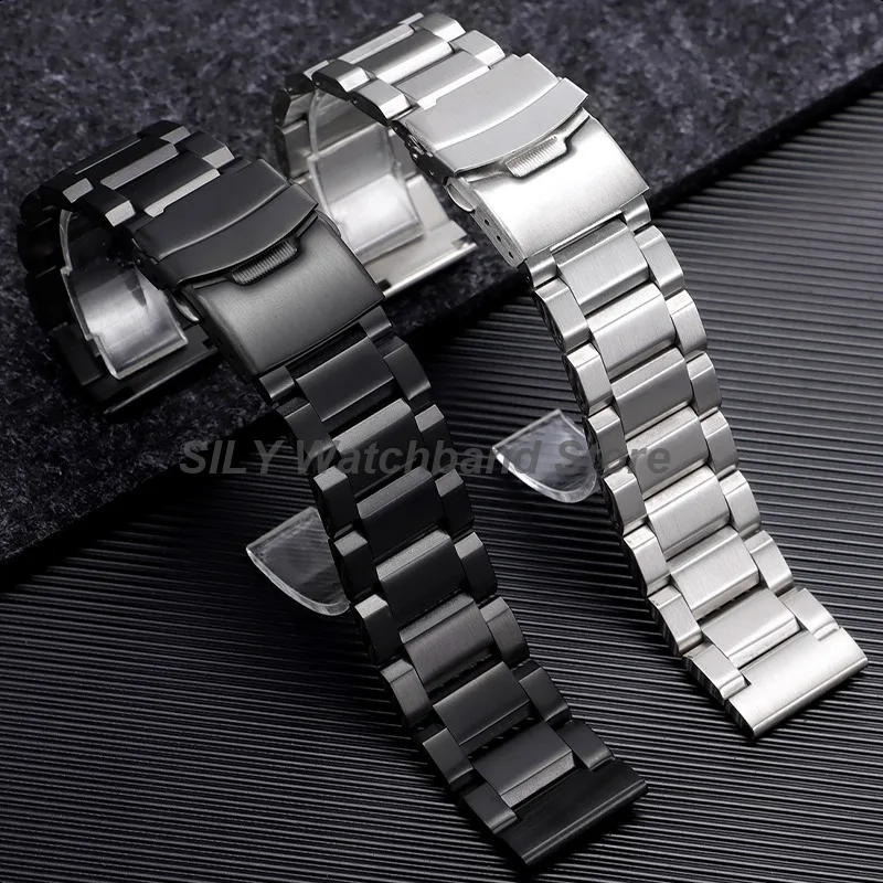 Stainless Steel Watch Band with Folding Buckle - Adjustable Strap