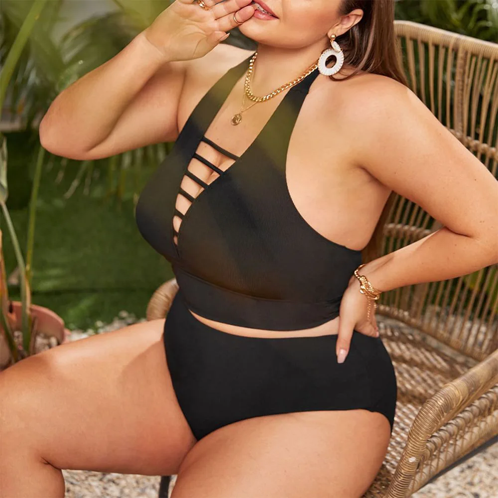 

Cikini-Oversize Купальник с разрезом с полым вырезом, Монохромное бикини, Пляжные купальники, Купальный костюм для женщин, Большие размеры, Лето