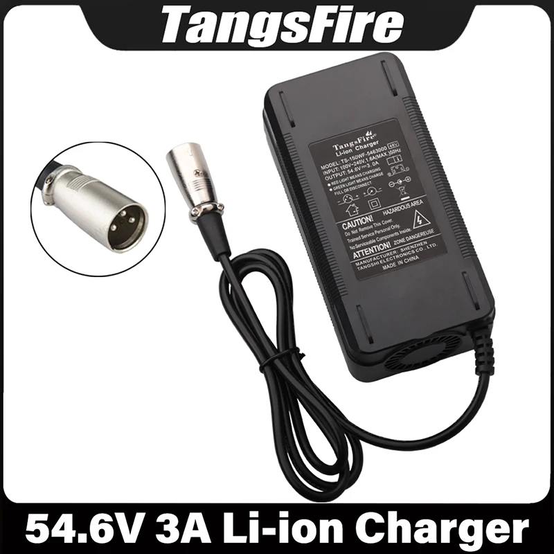 Battery Charger Adapter Output 54.6V 3A Lithium Battery Charger Input 100-240V 13S For 48V Electric Scooter Li-ion Battery EU/US/AU/UK/KR Plug