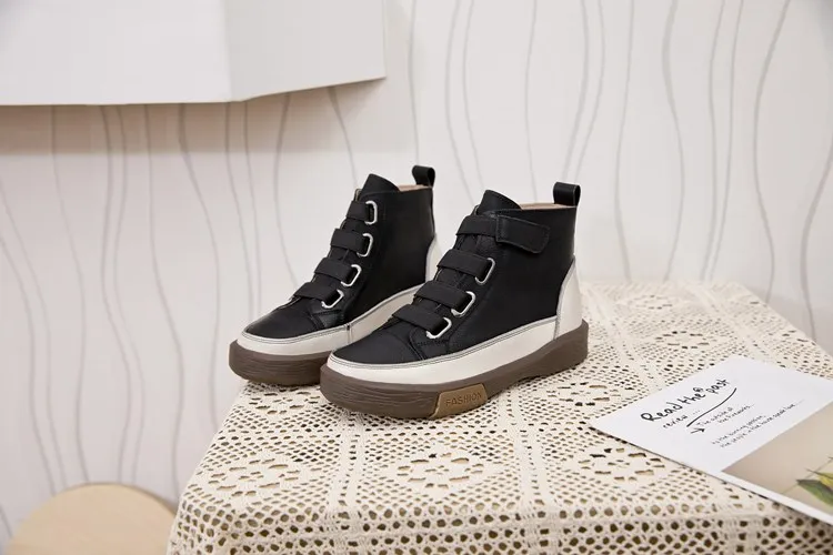 AIYUQI Women winter Shoes Flat Genuine Leather 2023 Antique  Color Matching Front Tie Ladies Boots Trend Girl Student Shoes
