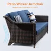 Patio Sofa, All Weather Outdoor Rattan Wicker 3-Seat Sofa High Back Couch with Premium Cushions for Garden Backyard Porch 6