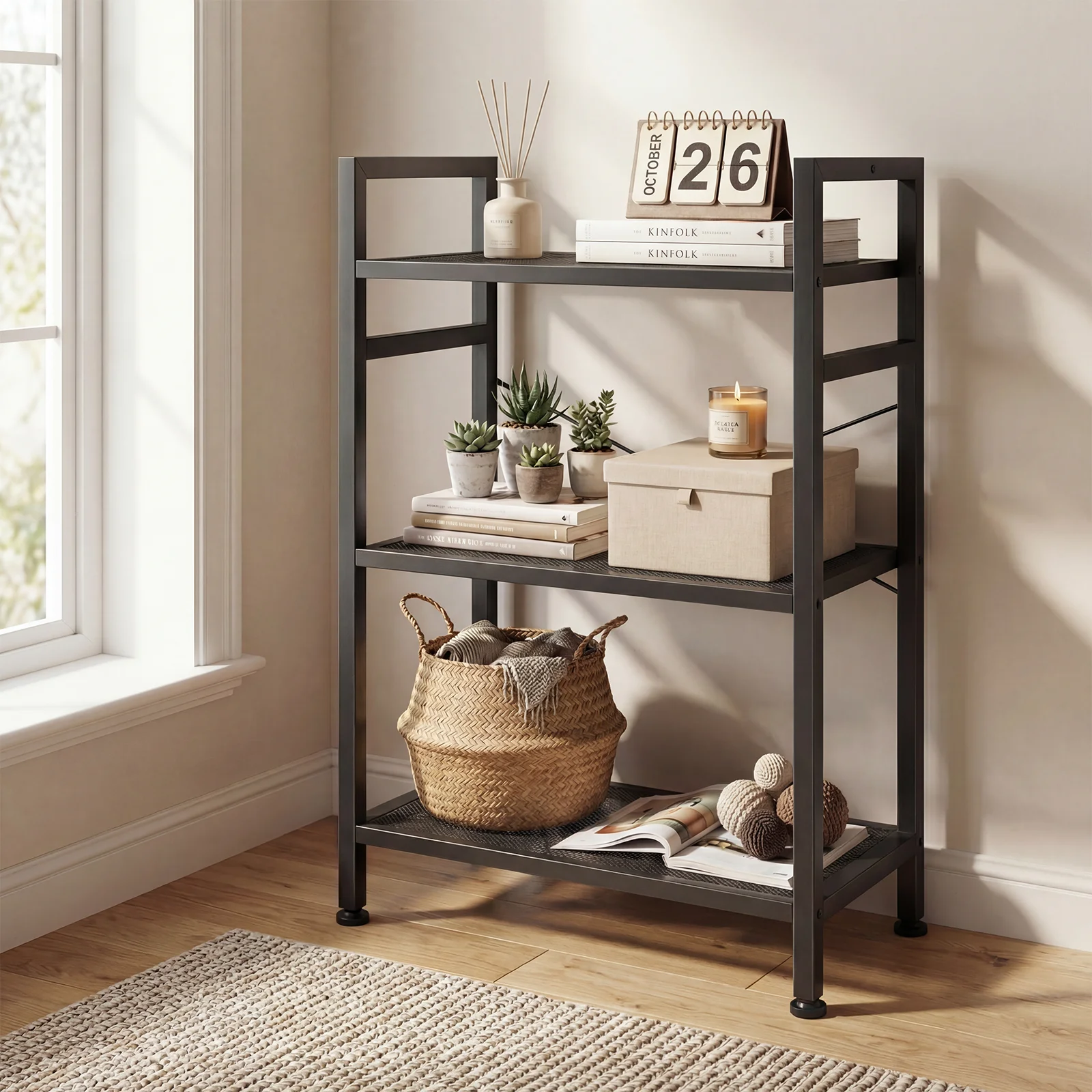 tall bookshelf in living space