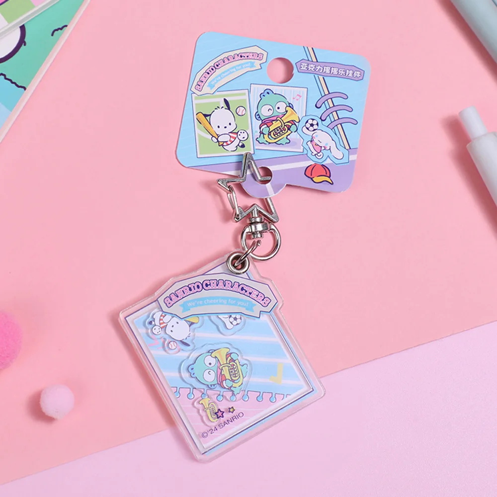 Fashion Sanrio Acrylic Shaker Keychain Pendant Star Shape Carabiner Durable Scratch-Resistant Decorative Bag Pencil Pouch 6