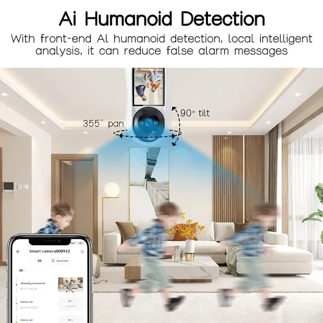 8MP Surveillance IP Camera 2.8 Inch Wifi Vedio IPS Screen Sound Detection HD Smart Home PTZ Cam Baby Monitor Security Protection 3