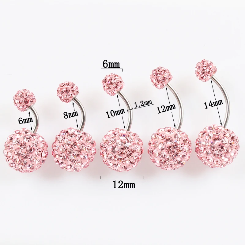 Piercing jewelry Body piercing jewelry Body jewelry Belly button piercings Belly button ring 6/12 mm ball 16G not allergic stainless steel piercing aurora white pink navel bar