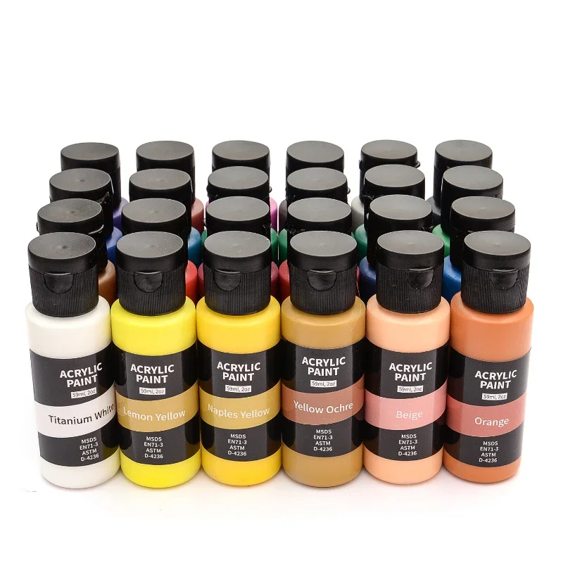 24色のアクリル絵の具ボックス,60ml,クリエイティブな絵画