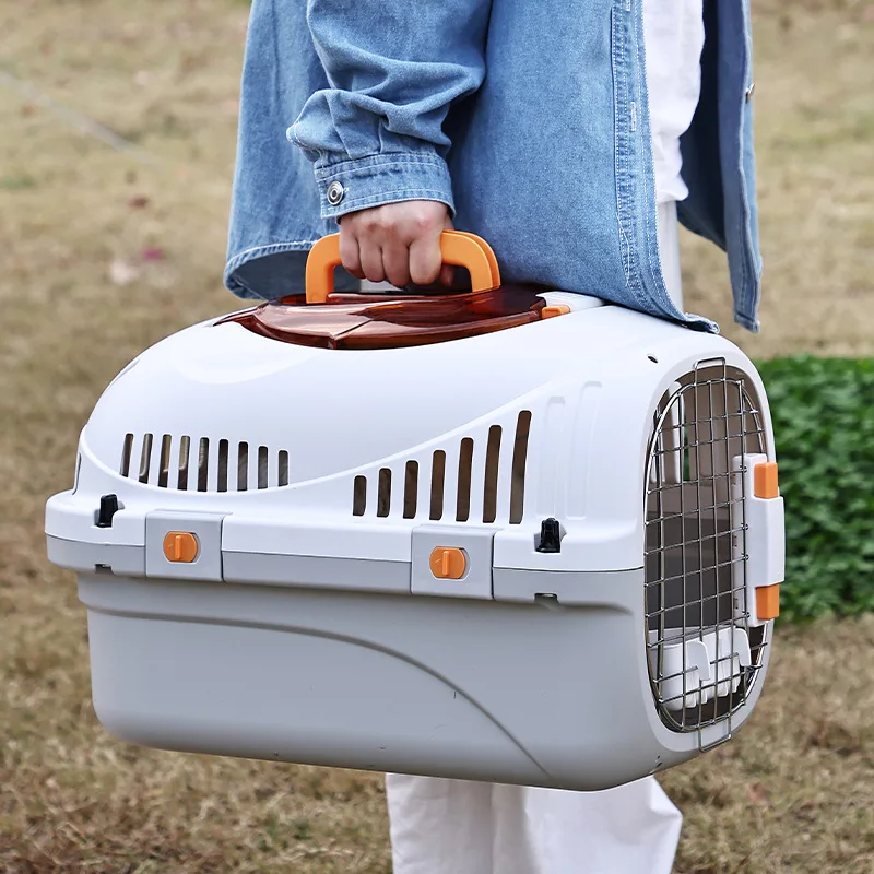 WOYYHO Pet Crates Portable Pet Box Car Cat Kennel Air Box Cat Air Iron Mesh Dog Traveling Suitcase