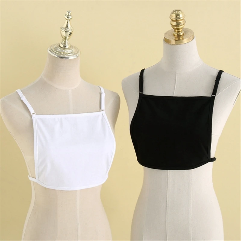 Lace Camisole Tops Cotton Mock Camisole Wrapped Chest Overlay Modesty Panel Vest Cleavage Cover X4YC