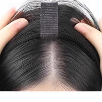 No Clip Toppers frange de cheveux humains amélioré pâte magique Toppers de cheveux frange pour les femmes couverture de cheveux moelleux patchs de coutures de cheveux étamés 1
