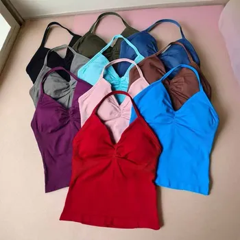 DFYoga Impact Longline Strappy Top Women Seamless Tops Backless Gym Clothes Workout Sleeveless Shirts With Buit In Bra 1