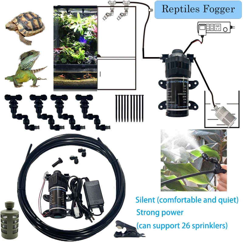 DIY Rainforest Misting System Kits,Mini Silent Pump Fog Machine sprinklers Reptile Fogger Terrariums Humidifier