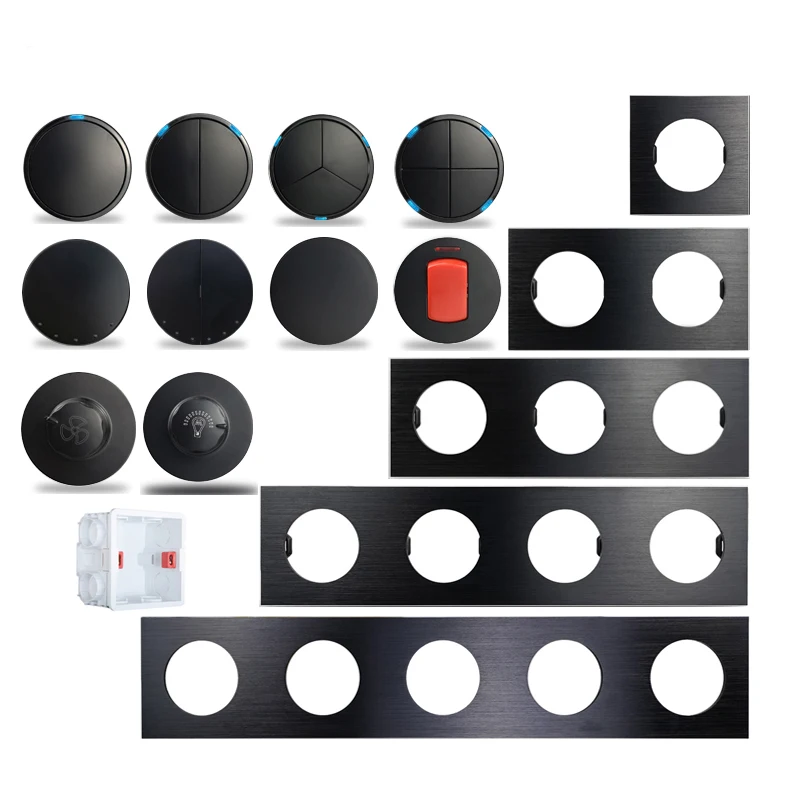 Wallpad L6 Black Aluminum 1 2 3 4 Gang Wall Light Switch Intermediate Water  Heater AC DP 2P Switch DIY Free Combination - AliExpress