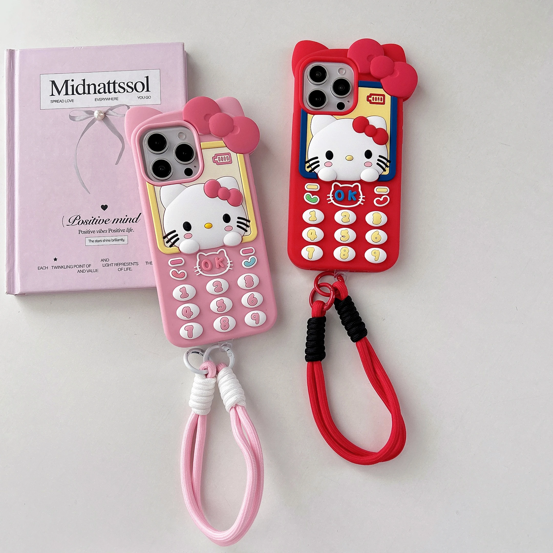 Couleur rouge rose pour Hello Kitty noeud papillon stéréoscopique Style mignon Anti-chute étui confortable pour iPhone Pro Max