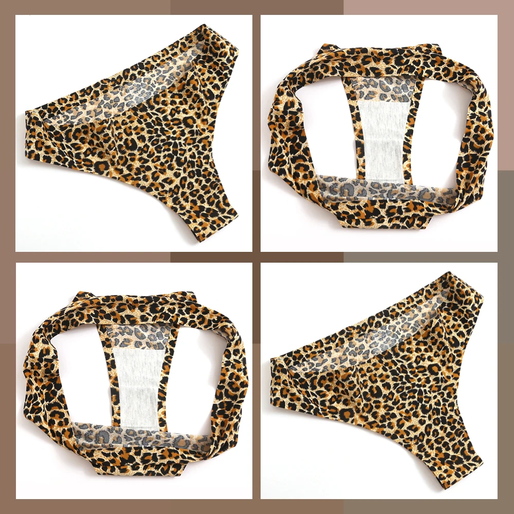 Leopard Women's Brazilian Panties Sexy Female Underwear Ice Silk Thong for Women Ladies Soft Skin-Friendly Bikini Comfy 2023 New - Image 3