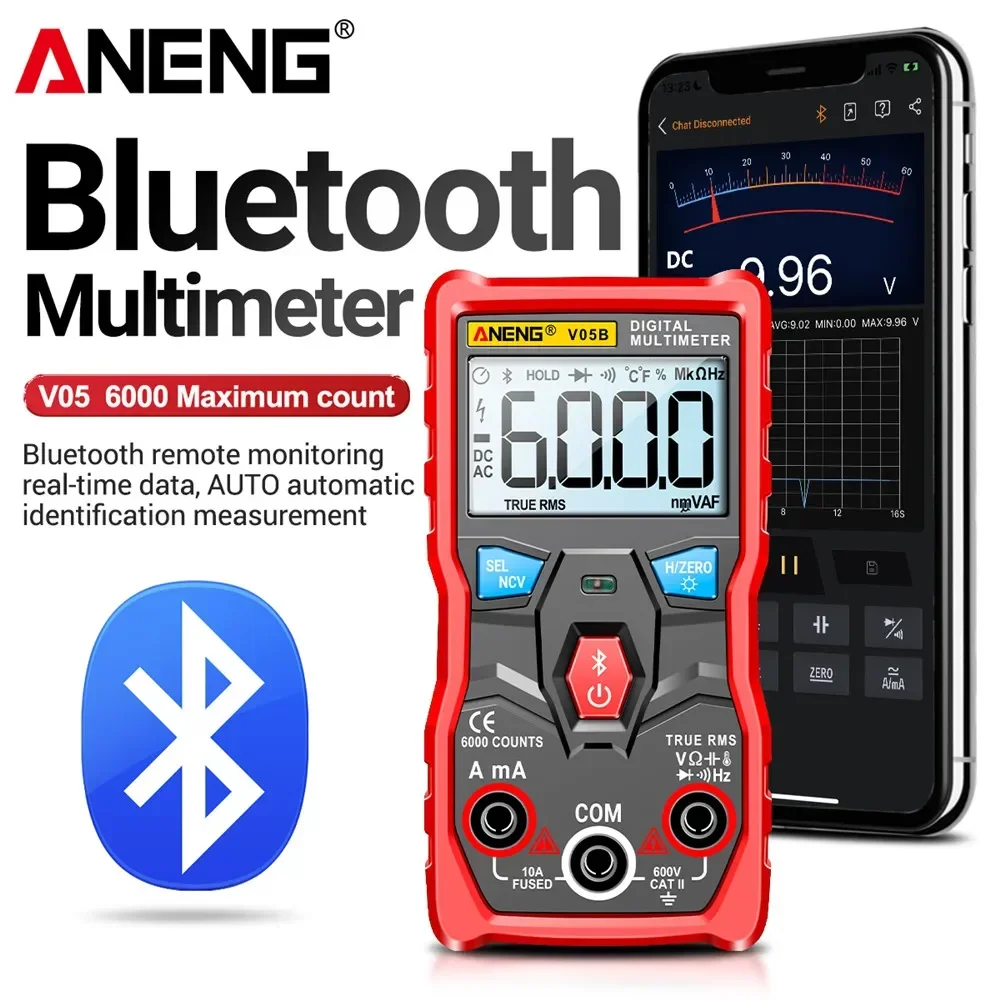 Aneng V05B Digital 6000 Conteggi Multimetro Analogico Professionale Ac/Dc Correnti Di Tensione Mini Tester True Rms Bluetooth Multimetro