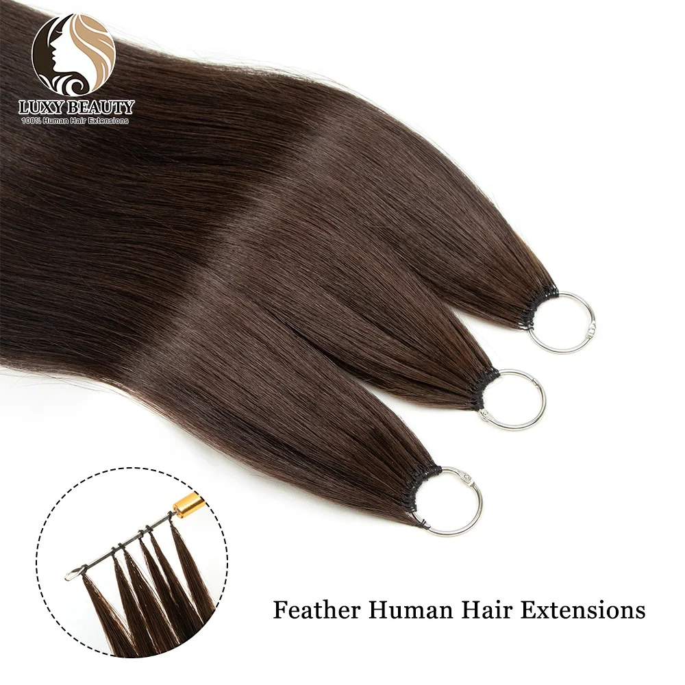 Invisible Micro Feather Human Hair Extensions Straight Real Virgin Human Hair Microloop Extensions For Women 40strands/pack