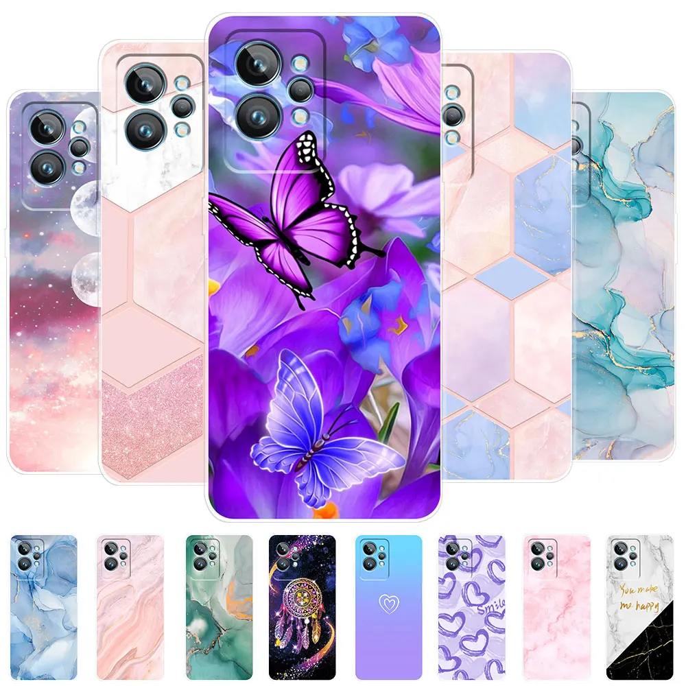 For Realme Gt2 Pro 5G Case Gt 2 Butterfly Clear Cover Case For Oppo Realme Gt 2 Pro Gt 2 Transparent Silicone Bumper Shell Funda
