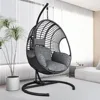 Hanging Egg Chair with Stand - Egg Swing Chair Outdoor Indoor Patio Wicker Chair Swing Hammock Egg Chairs 400lbs Capacity 4
