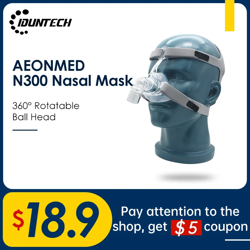 AeonmedN300CPAPNasalMaskWithAdjustableHeadgear3SizeCushions