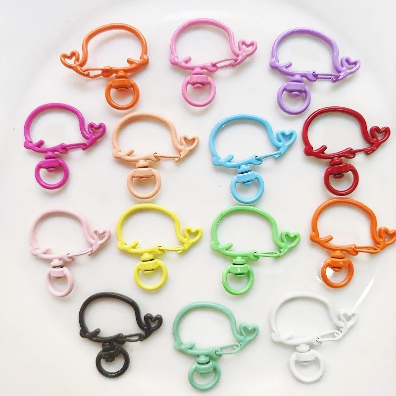 

10pcs Colored Metal Keychain Whale Spring Buckle Keyring Clasp DIY Bag Clips Hook Chains Buckle Connector Key Rings Jewelry