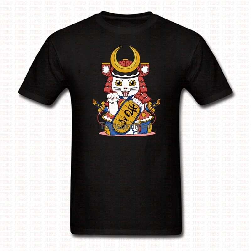 

Japanese Samurai Lucky Cat T Shirt Men Women Short Sleeve O Neck Cartoon Tshirt Camisetas Hip Hop Brand Clothing Funny Tops Tees