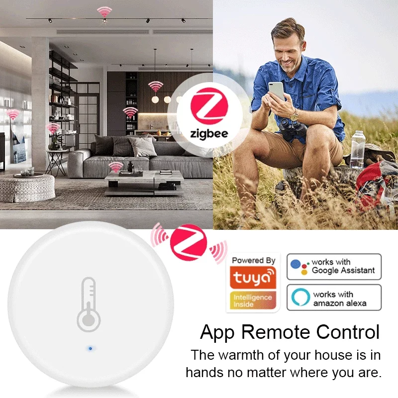 Tuya ZigBee Smart Temperature And Humidity Sensor Smart Life APP Monitor Control Works with Alexa Google Home Zigbee2mqtt temperature humidity sensor temperature humidity meter