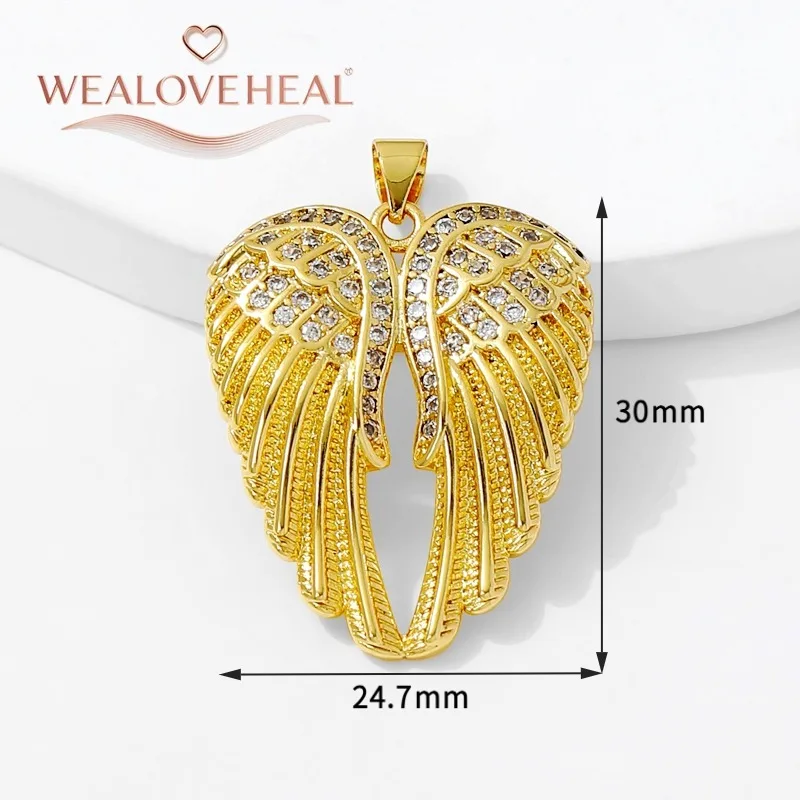 18K vergoldetes Messing Metall Zirkonia Sonne / Kreuz / Hufeisen / Chilischote / Flügel Anhänger Charms zur Schmuckherstellung – Detail 28