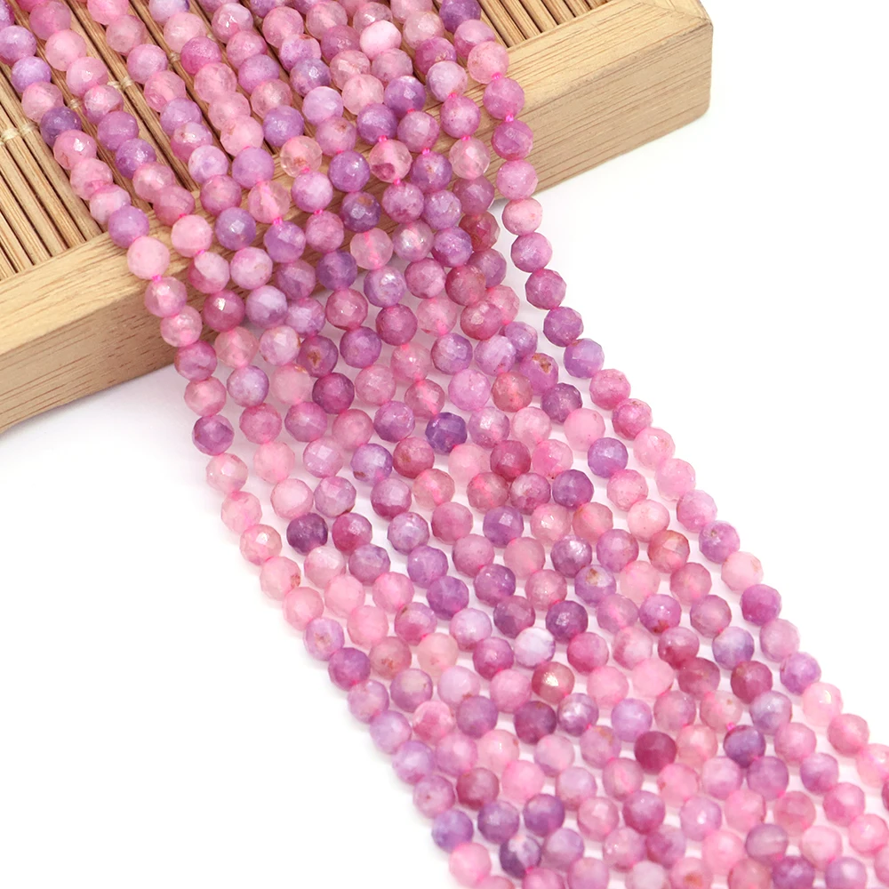 2mm 3mm 4mm 자연면 처리 된 핑크 전기석 스톤 비즈 보석에 대 한 작은 느슨한 구슬 DIY 팔찌 귀걸이 액세서리 만들기